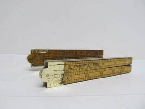 lot 112 image: Pair of Antique Brass & Box Wood Folding Rulers
