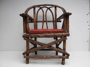 lot 114 image: Wonderful Antique Rustic LogStick Childs Chair