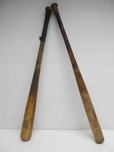 lot 117 image: 2 Old Vintage Wooden Baseball Bats