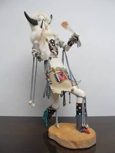 lot 155 image: LARGE and Impressive Signed Native American Navajo Kachina Doll - White Buffalo Dancer