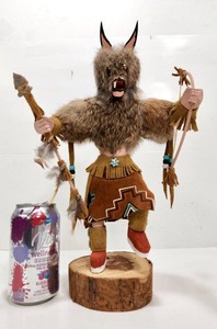 lot 206 image: Large Handmade Signed Native American Kachina Doll - Wolf