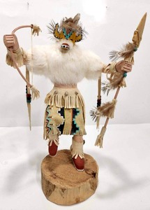 lot 202 image: Large Handmade Signed Native American Kachina Doll - Fox