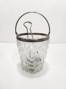 lot 188 image: Beautiful Vintage Iced Glass Ice Bucket wTongs