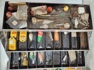 lot 226 image: Large Vintage Tackle Box wTackle
