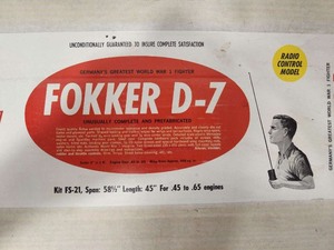 lot 256 image: Large Vintage Fokker D-7 RC Airplane Model Kit