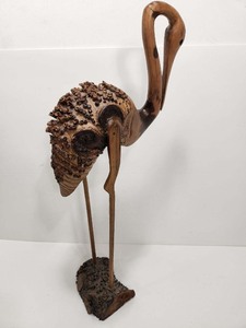 lot 265 image: Large Carved Burl Wood Shore Bird 