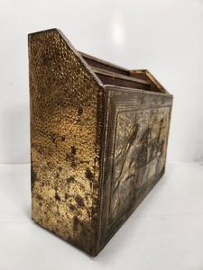 lot 305 image: Vintage Embossed Brass Frieze Magazine Rack 