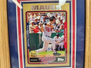 lot 369 image: Mint Condition Framed JOE MAUER Topps 2005 Gold Card