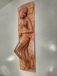 lot 349 image: Very Nice Relief Carved Figural Nude Balinese Wood Carving