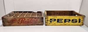 lot 176 image: 2 Vintage PEPSI Advertising Wooden Soda Crates
