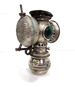 lot 170 image: Antique Early 1900s Badger Brass Mfg Company SOLAR Carbide Bicycle Head Lamp