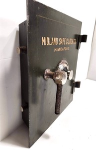 lot 6 image: Fantastic Antique HEAVY Bank Safe Door - Midland Safe & Lock Company - Minneapolis