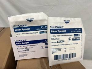 MSRP $500  2 Cases16 Boxes (800 Sponges) Per Case MEDICHOICE Gauze Sponge, 12-Ply Expiration 1222