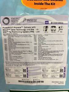 MSRP $3600  3 Kits - CR Bard PowerPICC Provena Catheter - PowerPICC Provena Catheter, SOLO Valve Technology, 3 Lumen, 5 Fr, with Sherlock 3CG Tip Location Systems Stylet - S1395108D2 Expiration 1122