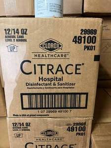 MSRP $500 For Entire Lot  3 Cases12 per Case&nbspCitrace Hospital Disinfectant &amp Deodorizer, Citrus, 14 oz Aerosol Spray No Expiration Plus 1 Case12 Containers per Case PDI Sani Cloth Bleach Germicidal Disposable Wipes&nbspExpiration 0923