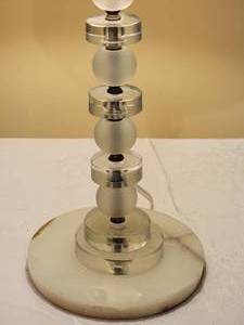 lot 213 image: Marble and Frosted Glass Sphere Table Lamp