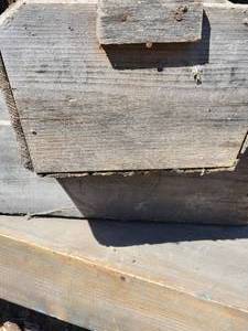 lot 57 image: Rustic Antique Wooden Flower Boxes Side Stamped, pair