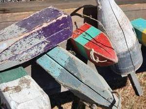 lot 51 image: Antique Wooden Fishing Buoy Floats