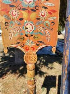 lot 23 image: Antique Scandinavian & Russian Painted Distaff  lot of 2