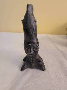 lot 176 image: Canada Eskimo Art Carved Stone Totem  Man & 2 Bears