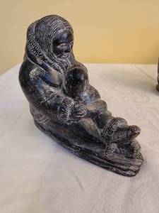 lot 181 image: Canadian Wolf Original Sculpture Eskimo Mother and Child, a