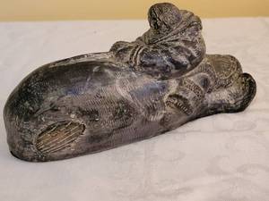 lot 182 image: Canadian Wolf Original Sculpture Eskimo Riding a Whale