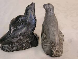lot 183 image: Canadian Wolf Original Sculpture Sea Lion Caves  lot of 2