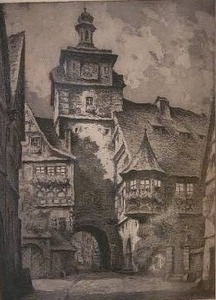 lot 42 image: Enchanting Antique German Fine Art Etching - Wiersser