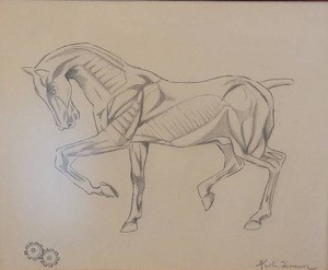 lot 44 image: Thought-Provoking Original Fine Art Pencil - Karl Herman - Muscle Machine
