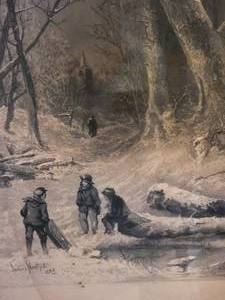 lot 45 image: Antique Americana Fine Art Etching - James Northcote - A Frosty Morning - 1883