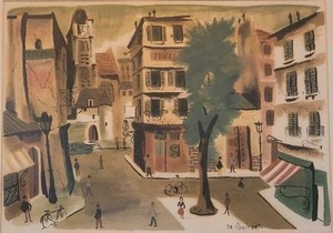 lot 82 image: Bustling Parisian Fine Art Print - de Montfort - Tour dHorloge