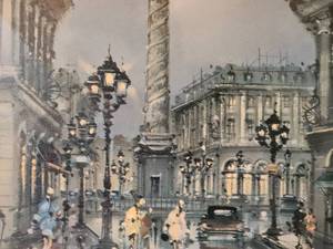 lot 84 image: Stunning Fine Art Watercolor Print - Maurice Legendre - Paris, Place Vendme