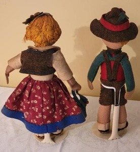 lot 283 image: Antique German Hand Sewn Patchwork Dolls