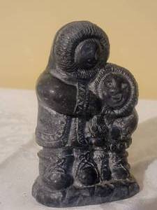 lot 196 image: Inuit Fine Art Soapstone Sculpture - Family Pairing