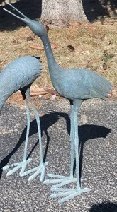 lot 15 image: Exotic East Asian Metal Crane Garden Sculpture - Pair