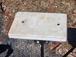 lot 61 image: Antique Polished Stone on Wrought Iron Plant Stand