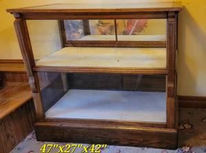 lot 19A image: Antique Oak and Glass General Store Display Case