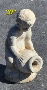 lot 65B image: Concrete Garden Statue Boy Pitcher Fountain