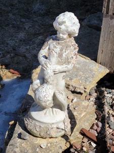 lot 65D image: Charming Concrete Garden Girl Statue