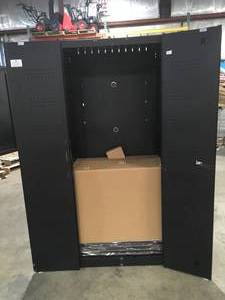 Husky  Regular Duty Welded 24-Gauge Steel Freestanding Garage Cabinet in Black (31 in. W x 75 in. H x 20 in. D) Customer returns review all pictures