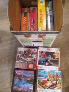 lot 331 image: Box of Assorted jigsaw puzzles rang...