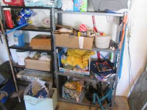 lot 349 image: (2) 4-tier metal storage shelves an...