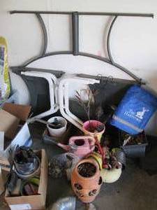lot 371 image: (2) plastic patio table tops with m...