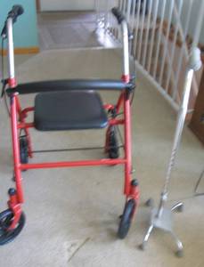 lot 18 image: Vibrant red Rollator walking aids