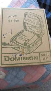 lot 43 image: Vintage Dominion model 1837 portable hair dryer with original box