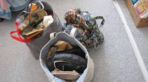 lot 44 image: nice assortment of purses and reusable shopping bags