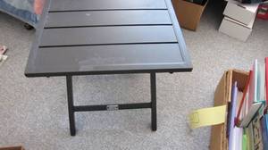 lot 55 image: Black metal folding Patio side table