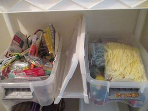 lot 251 image: (2) shoebox storage totes full of a...
