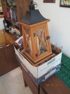lot 292 image: Lighthouse themed wood framed Lante...