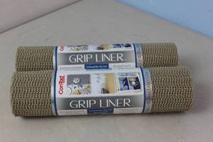 lot 56 image: NEW - 2 ROLLS Con-Tact Brand Grip Classic Non-Adhesive Shelf, Cabinet and Drawer Liners, 12 x 12 BROWN 790444625906 MSRP $25.98